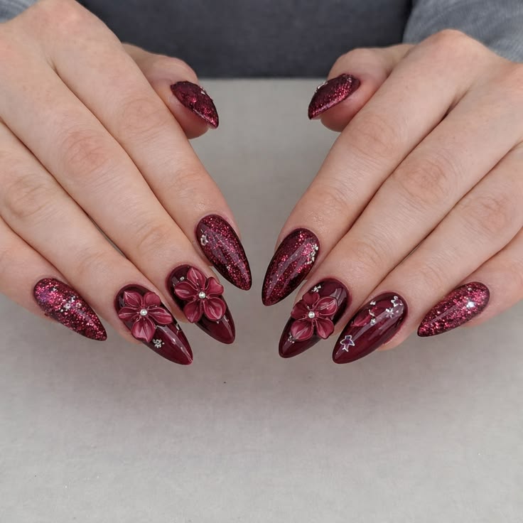 Elegant pink manicure close up